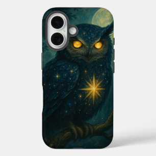 Coque Pour iPhone 16 Chouette mystique sous la lune Imaginaire étoile n