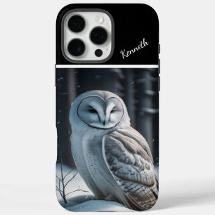 Coque iPhone 16 Pro Max Chouette neigeuse dans l'aventure hivernale
