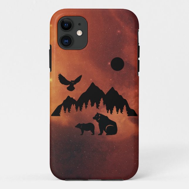 Coques Case-Mate iPhone Chouette, ours et montagne (Dos)