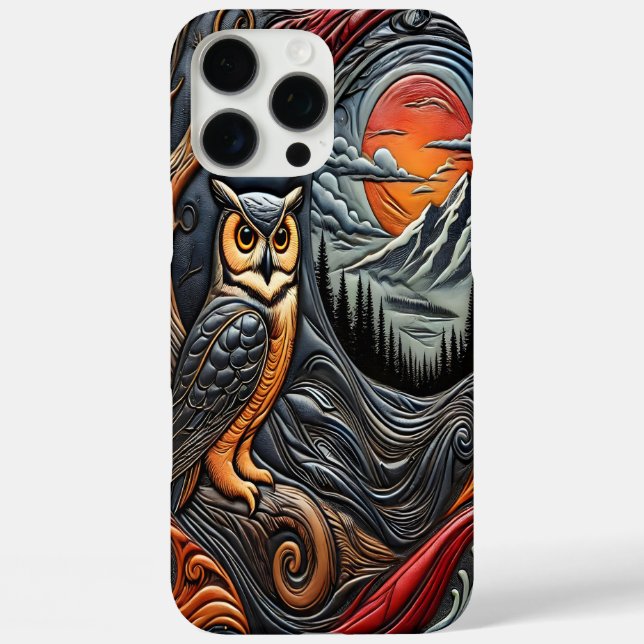 Coques Case-Mate iPhone Chouette perchée sur l'arbre sous un feu de lune r (Verso)