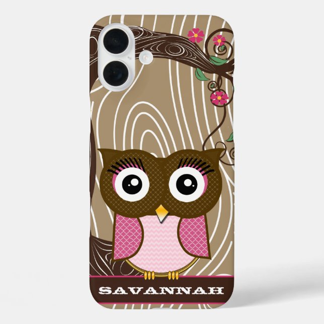 Coques Case-Mate iPhone Chouette rose Arbre à grains de bois Zig Zag Chois (Verso)