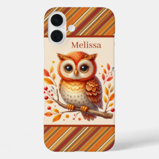 Coque Pour iPhone 16 Plus Chouette saisonnière mignonne ajouter un nom