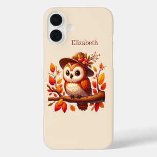 Coque Pour iPhone 16 Plus Chouette saisonnière mignonne ajouter un nom