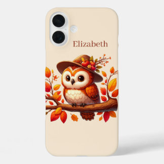 Coque Pour iPhone 16 Plus Chouette saisonnière mignonne ajouter un nom 