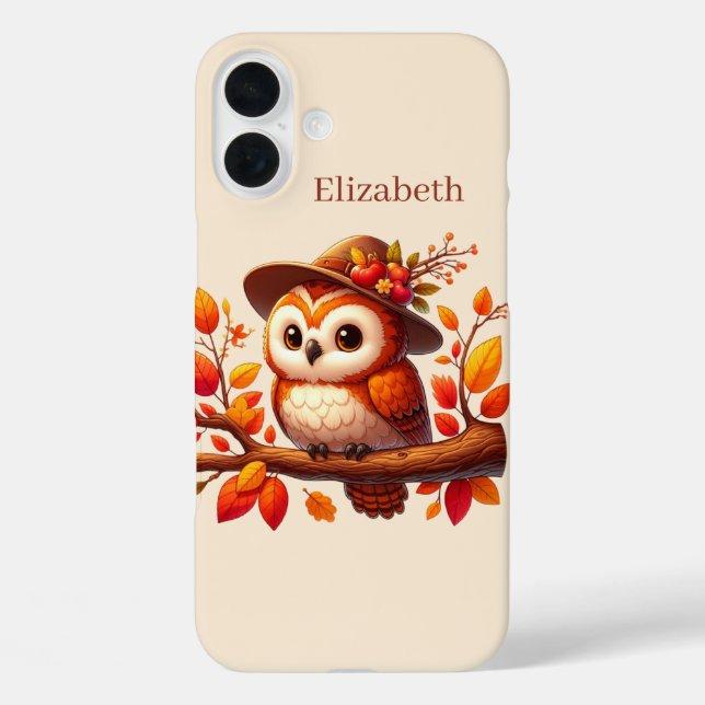 Coques Case-Mate iPhone Chouette saisonnière mignonne ajouter un nom  (Verso)