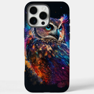 Coque iPhone 16 Pro Max Chouette spatiale colorée