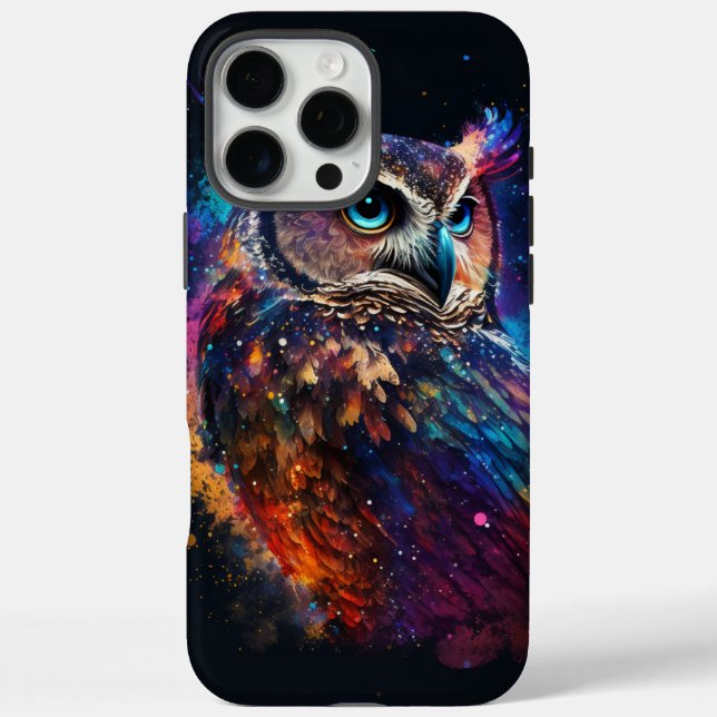Coques Case-Mate iPhone Chouette spatiale colorée (Verso)