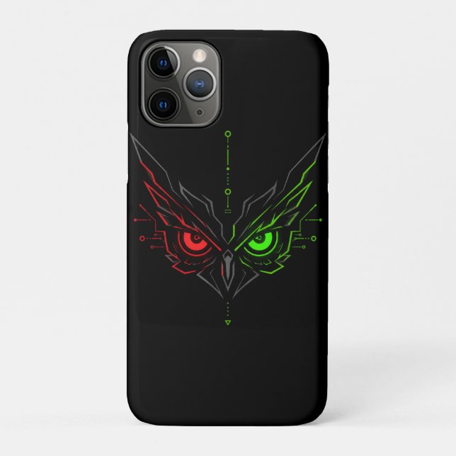 Coques Case-Mate iPhone Chouette Technologique Tribale Néon Evil Art Cyber (Dos)