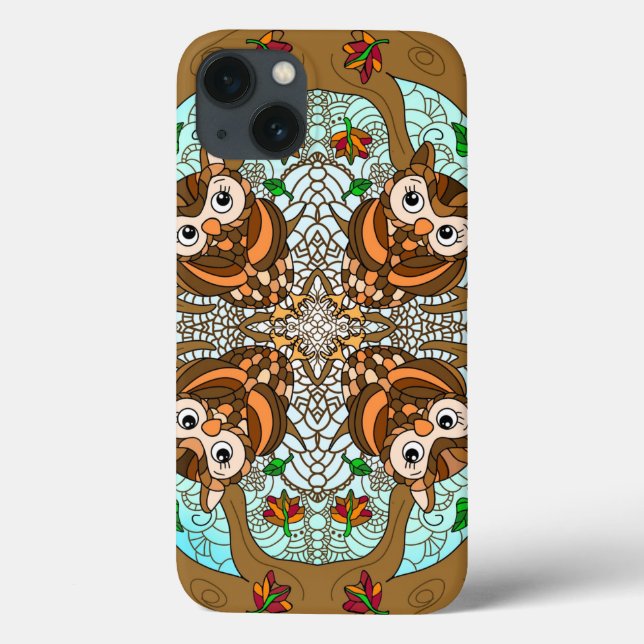 Coques Case-Mate iPhone Chouette tirée à la main Mandala (Verso)