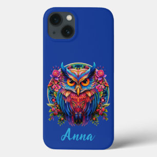 Case-Mate iPhone Case Chouette vibrante aux accents floraux - Nom person