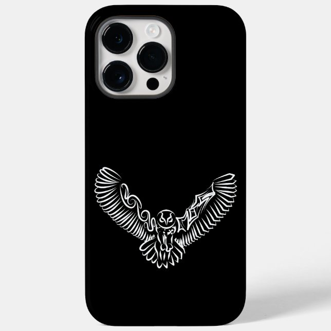 Coques Case-Mate iPhone Chouette volante tribale noire et blanche (Verso)