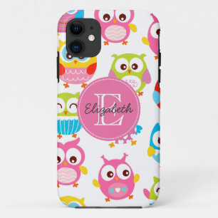Coque Case-Mate Pour iPhone Chouettes de petits morceaux monogrammes