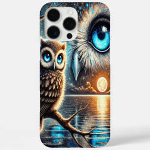Coque iPhone 16 Pro Max Chouettes mystiques sous une réflexion lune