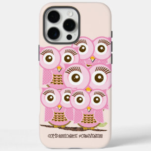 Coque iPhone 16 Pro Max Chouettes roses jolies et colorées Changent de jau