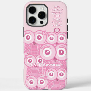 Coque iPhone 16 Pro Max Chouettes roses jolies et colorées Changent de jau