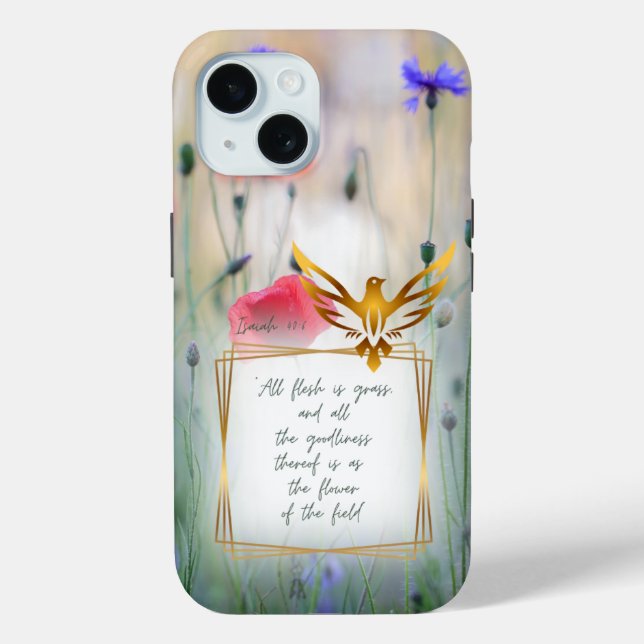 Coques Case-Mate iPhone Chrétien motivationnel Nature Fleurs Colombe dorée (Verso)