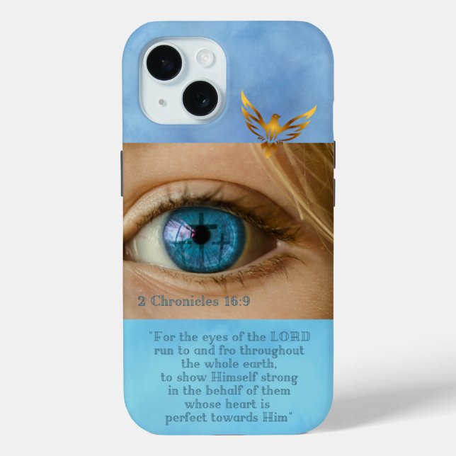 Coques Case-Mate iPhone Christian Blue Sky  Eye with Crosses Gold Dove (Verso)
