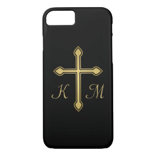 Case-Mate iPhone Case Christian Gold Cross Monogrammes Initiales Noir