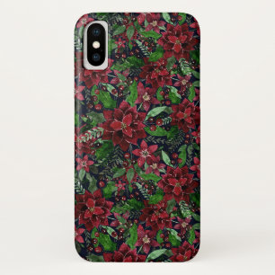 Case-Mate iPhone Case Christmas Burgundy Poinsettia Flowers Watercolor