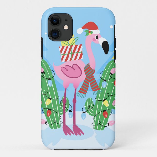 Coques Case-Mate iPhone Christmas Flamingo with Cactus (Dos)
