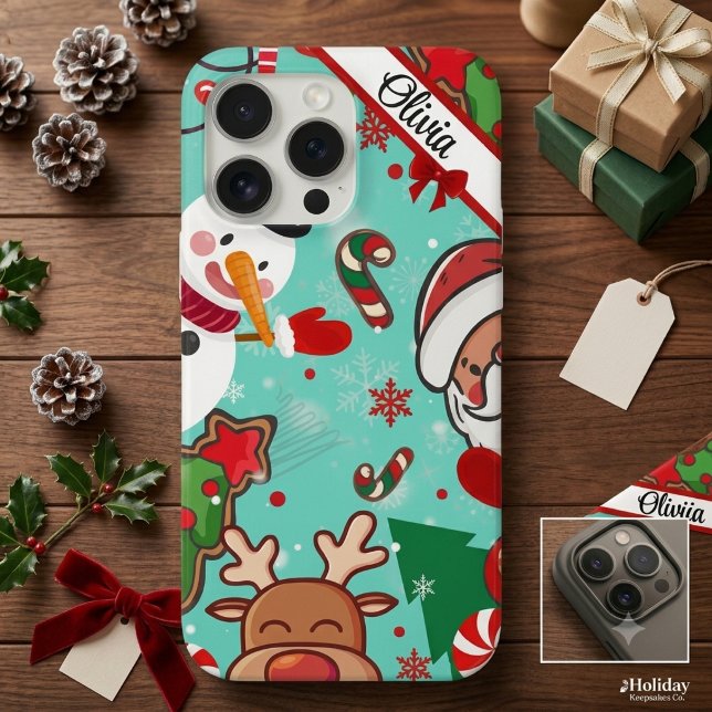 Coques Case-Mate iPhone Christmas Magic | Santa, Reindeer & Snowflakes (Créateur téléchargé)