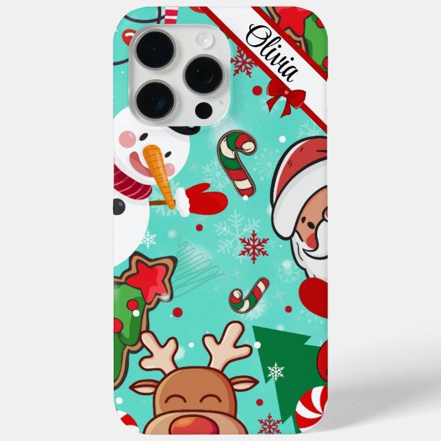 Coques Case-Mate iPhone Christmas Magic | Santa, Reindeer & Snowflakes (Verso)