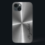 Etui iPhone 13 Chrome acier inoxydable look métallique<br><div class="desc">Chrome en acier inoxydable look. Veuillez supprimer / modifier "Elizabeth" avant d'acheter. Le design est disponible sur d'autres produits.</div>