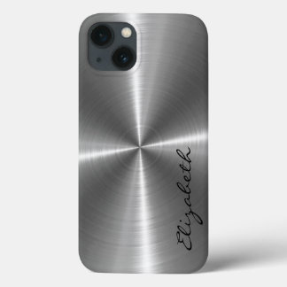 Etui iPhone 13 Chrome acier inoxydable look métallique