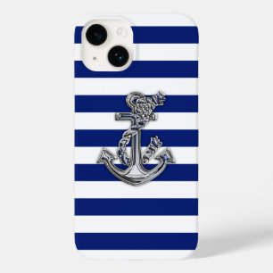 Coque Case-Mate iPhone Chrome Ancre nautique Imprimer sur les rayures mar