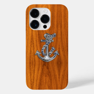 Coque Case-Mate iPhone Chrome Ancre nautique sur bois de teck