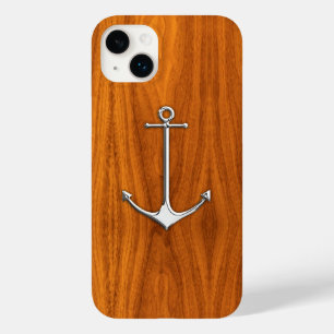 Coque Case-Mate iPhone Chrome Ancre nautique sur bois de teck Impression