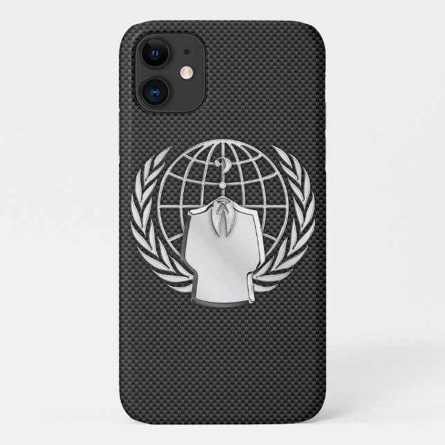 Coques Case-Mate iPhone Chrome anonyme sur la fibre de carbone (Dos)