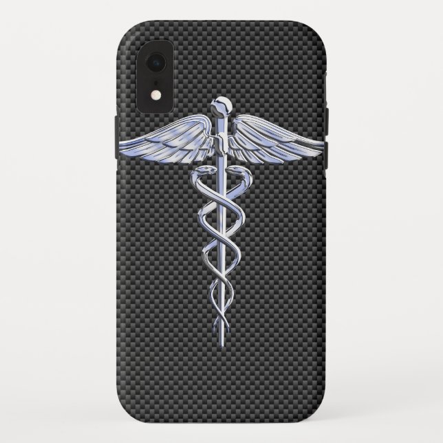 Coques Case-Mate iPhone Chrome Caduceus Médicale Symbole fibre de carbone  (Dos)