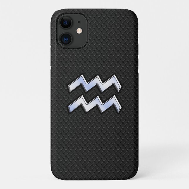 Coques Case-Mate iPhone Chrome comme Aquarius Zodiac dans la peau de serpe (Dos)