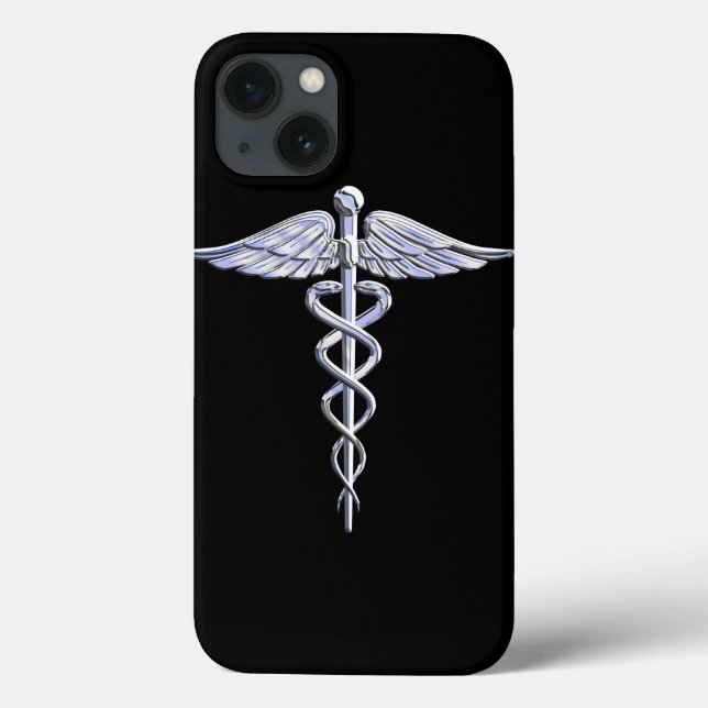 Coques Case-Mate iPhone Chrome Comme Caduceus Symbole Médicale (Verso)