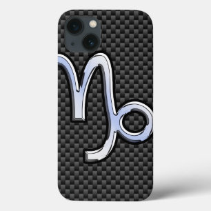 Etui iPhone 13 Chrome comme Capricorn Zodiac Sign on Carbon Fibre