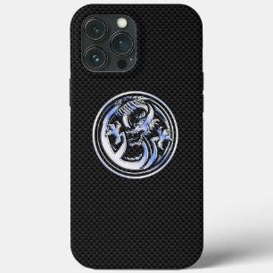 Coque Case-Mate iPhone Chrome Dragon Crest foncé fibre de carbone Impress