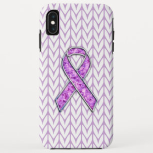 Coque Pour iPhone XS Max Chrome et cristaux Pink Ribbon Knit de sensibilisa