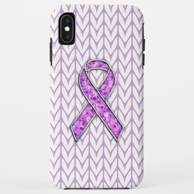 Coques Case-Mate iPhone Chrome et cristaux Pink Ribbon Knit de sensibilisa (Dos)