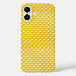 Coques iPhone 16 Plus Chrome jaune, look émail, grille cloutée