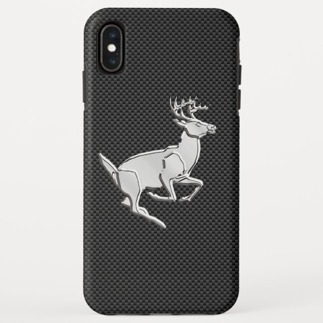 Coques Case-Mate iPhone Chrome Like Running Deer on Carbon Fiber (Dos)
