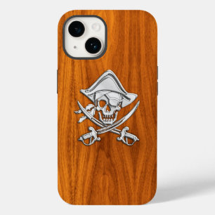 Coque Case-Mate iPhone Chrome Pirate Crossbones sur le bois de teck