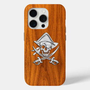 Coque Case-Mate iPhone Chrome Pirate Crossbones sur le bois de teck