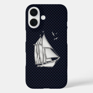 Coque Pour iPhone 16 Chrome Sailboat sur fibre de carbone