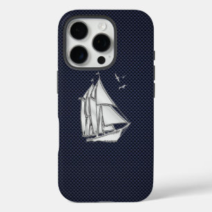 Coque iPhone 16 Pro Chrome Sailboat sur papier carbone