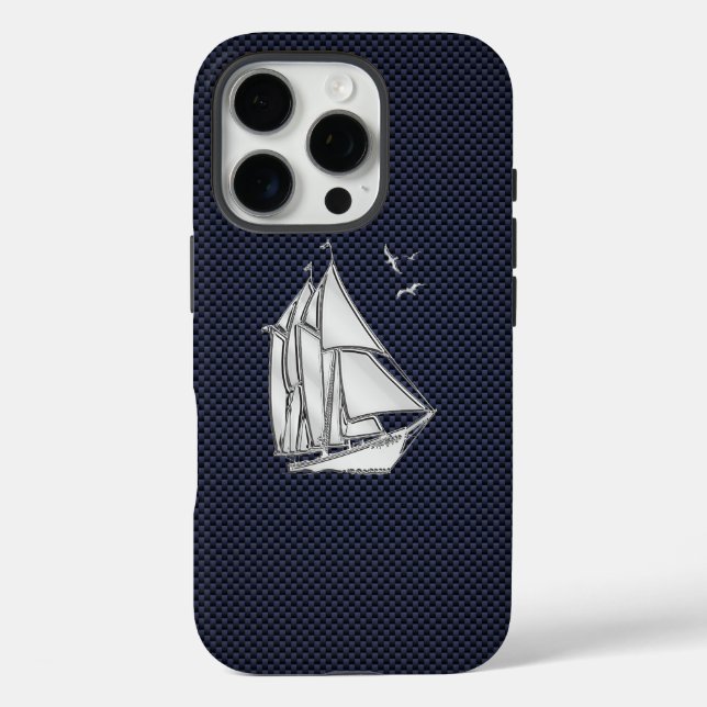 Coques Case-Mate iPhone Chrome Sailboat sur papier carbone (Verso)