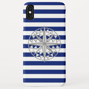 Coque Case-Mate Pour iPhone Chrome Style Compass sur Bleu de Marine
