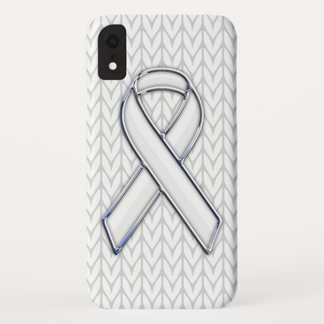 Coques Case-Mate iPhone Chrome sur Knit blanc sensibilisation au ruban Imp (Dos)
