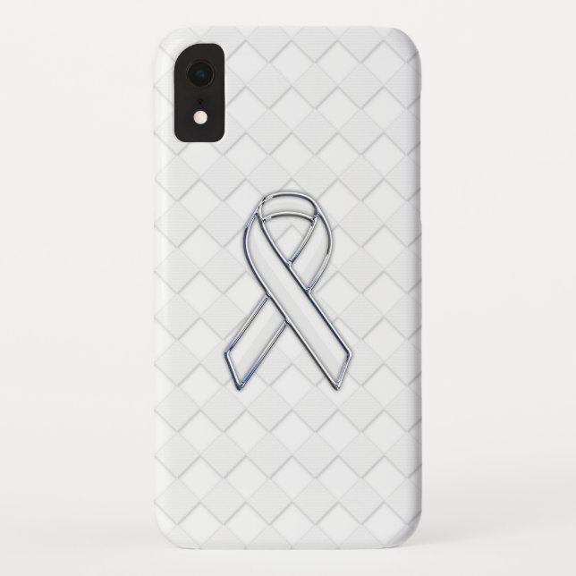 Coques Case-Mate iPhone Chrome White Ribbon Sensibilisation sur Checkers I (Dos)