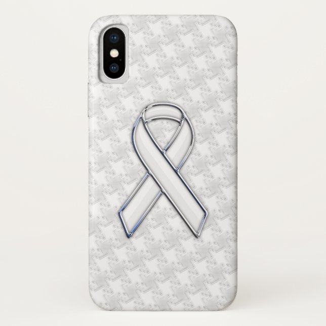Coques Case-Mate iPhone Chrome White Ribbon Sensibilisation sur Houndstoot (Dos)